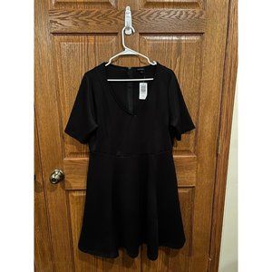 NWT | Torrid Fluted Fit & Flare Mini Dress - Scuba Black